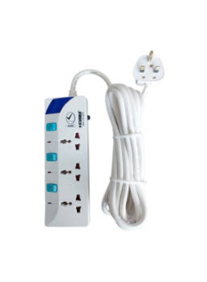 STARGOLD Extension Cord, Overload Protector Electric Socket Charging Lead 3 AC Output 13A 5M Long Power Cable, Heavy Duty Charging Station for Smartphone, Electronics, Home, Offices - White - Image 2